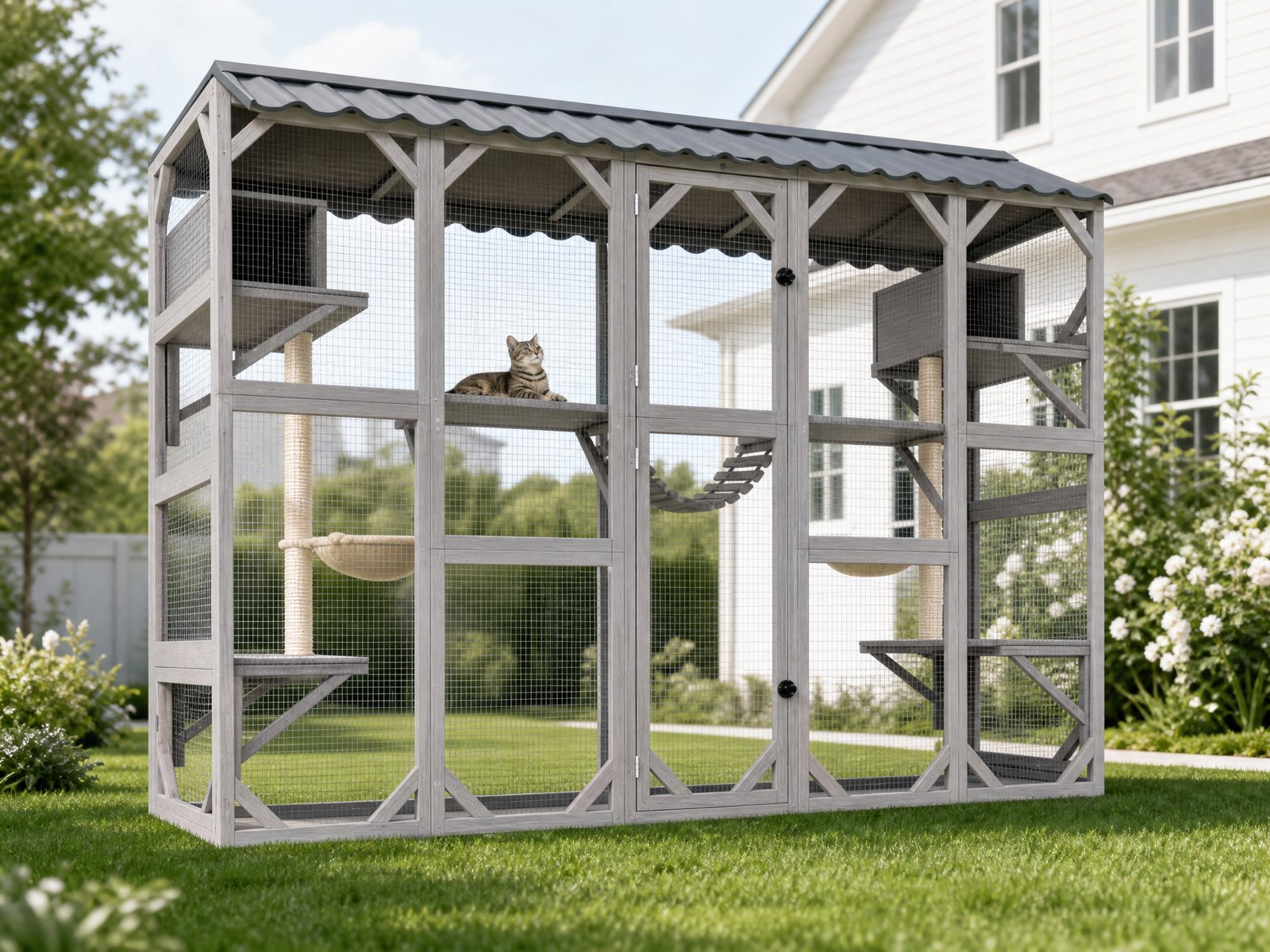 A Fernstead walk-in catio in a backyard garden