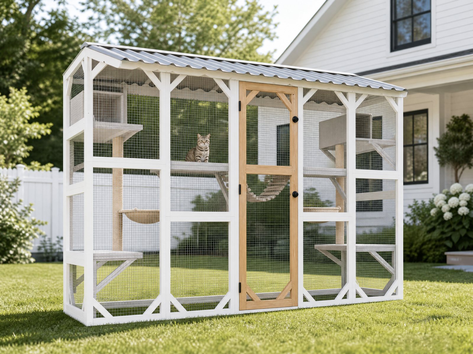 A Fernstead catio in Farmhouse White and natural wood